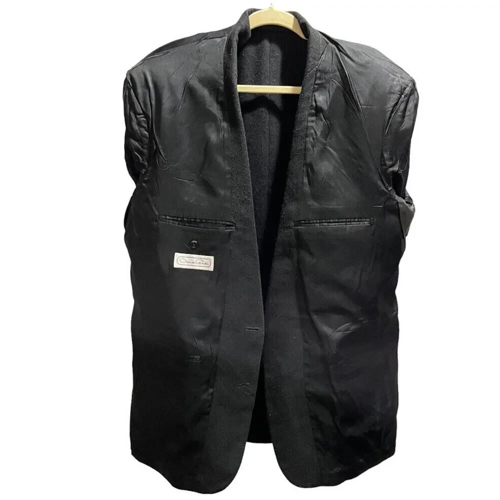 Oscar De La Renta Sports Coat Men 42R‎ Black Blazer Single Breasted Jacket